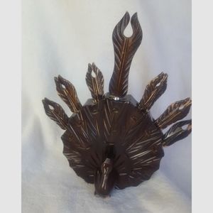 Turkey Forks Knive Hors D oeuvre Turkey Body Holder Brown Feather A1